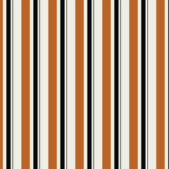 Stripe seamless pattern with Black, Beige and Orange colors vertical parallel stripes.Vector abstract background.