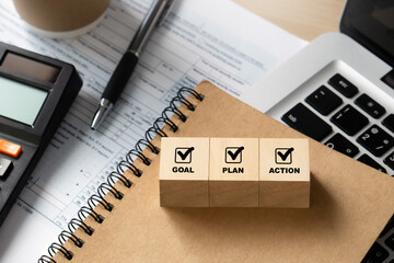 New year resolutions Goal, Plan, Action. Ambition aiming success. Resolutions, finances, marketing,...