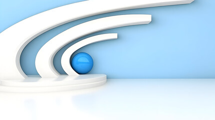 Modern tunnel ender a like glowing arches and a blue globe at its heart