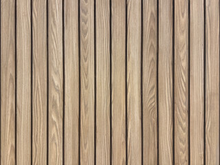 Brown oak wood fluted panel or fluted strips, rustic wood, seamless background texture. © TMR Studio