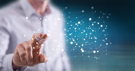 Man touching a network concept