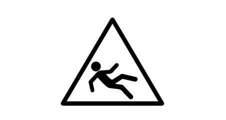 Slippery Surface Alert Icon of Caution for Fall Risks and Safety Hazards