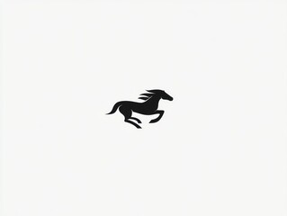 Obraz premium Silhouette of a galloping horse against a white backdrop for various uses