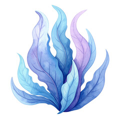 Fototapeta premium Ethereal Foliage: A delicate watercolor portrayal of stylized, flowing leaves in a symphony of serene blues and violets. 