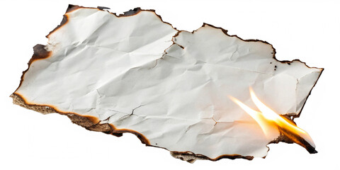 burnt paper isolated on white
