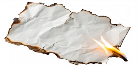 burnt paper isolated on white