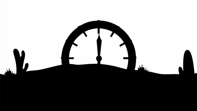 Bold speedometer silhouette amidst cacti landscape conveys speed, progress, and desert adventure vibes