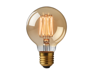Vintage edison incandescent light bulb isolated on transparent background