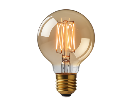 Vintage edison incandescent light bulb isolated on transparent background