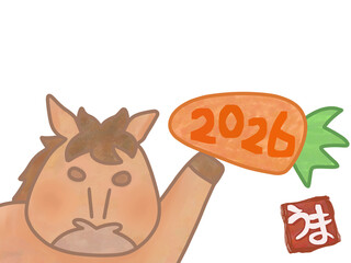 2026年　正月　午年　馬のイラスト　文字なし