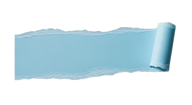 Torn light blue paper revealing a blank space for text or design