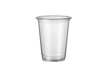 Clear plastic disposable cup transparent beverage container empty drinking vessel recyclable single-use tumbler, isolated on a transparent background