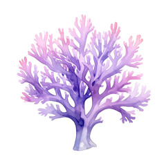 Underwater Serenity: A delicate coral branch, rendered in soft watercolor, captures the enchanting beauty of the ocean's depths, its intricate form revealing nature's artistry.
