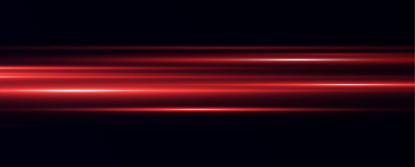 
Horizontal beams of red light on a transparent background. Laser beams.