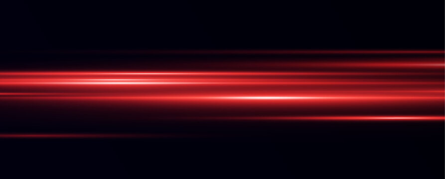 
Horizontal beams of red light on a transparent background. Laser beams.
