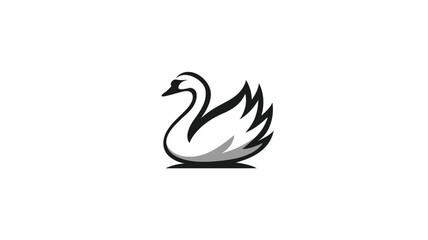 Obraz premium Stylized Black and White Swan Illustration. Elegant Aquatic Bird Logo or Icon Design, Graceful Water Fowl Graphic Element