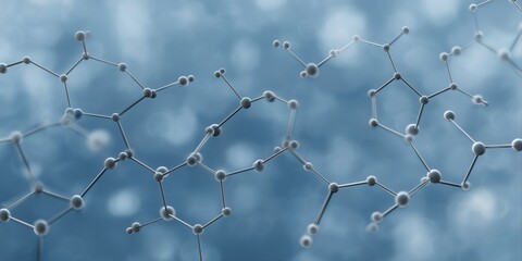 Close-up of molecular structure against blurred blue background