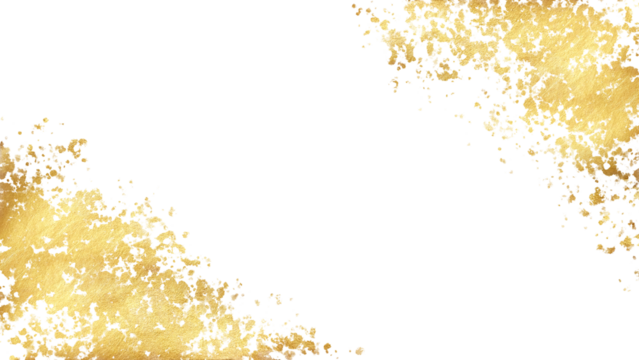 elegant golden abstract texture sparkle splatter border on transparent background,