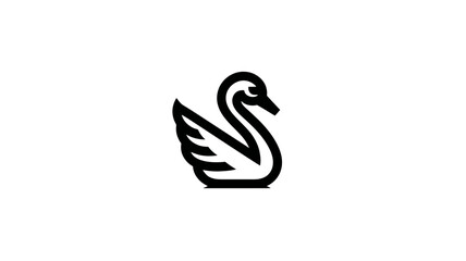 Obraz premium Graceful Swan Vector Icon in Minimalist Black Line Art Style on Clean White Background