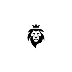 Majestic Lion Head with Crown Vector Illustration. Royal Animal Emblem Symbolizing Strength, Leadership, and Power.
