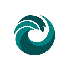 Naklejka premium Modern abstract circular wave graphic in teal. Dynamic fluid motion design element, concept icon, or vector symbol for technology and energy.