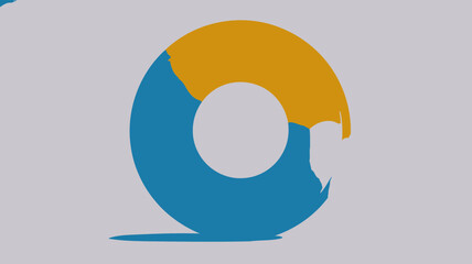 Dynamic animated circular progress bar or donut chart. Modern infographic element with data visualization in blue and yellow.