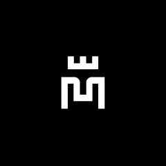 Obraz premium Modern Geometric Crowned M Monogram Logo Icon on Black Background - Abstract Royal King Queen Symbol Design Element