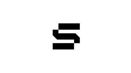 Abstract geometric black and white symbol or logo concept, resembling the letter S or number 5, minimalist modern design