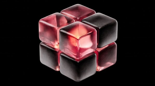 Modern abstract composition with translucent cubes in unique arrangement