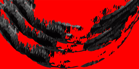 Brush stroke vector. Painted curves, isolated on red background. Grunge textured design elements