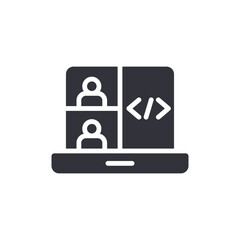 Online Coding Meeting Icon On Laptop Display