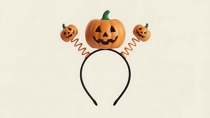 Halloween pumpkin headband with smiling face pumpkins and springs for party costume