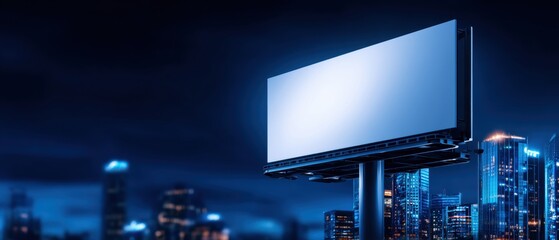 Fototapeta premium Illuminated Blank Digital Billboard in Modern City Night Scene