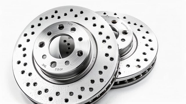 Isolated brake discs on white background  essential auto parts for vehicle safety and performance