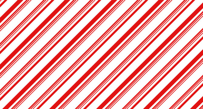 Red and white diagonal stripes background vector illustration. Candy cane pattern for Christmas or New Year concept, flat lay. Stripe pattern for gift wrap, fabric pattern, textile, tile and wallpaper