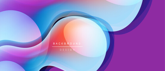 Abstract fluid shapes, vibrant colors blend. Modern design, smooth gradients create dynamic composition. Background features soft curves, visual harmony.