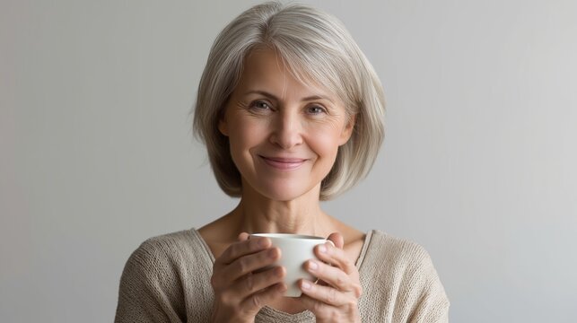 Beautiful elderly woman smiling in a portrait emphasizing health wellness positive emotion natural beauty confidence happiness age gracefully peaceful lifestyle and relaxed