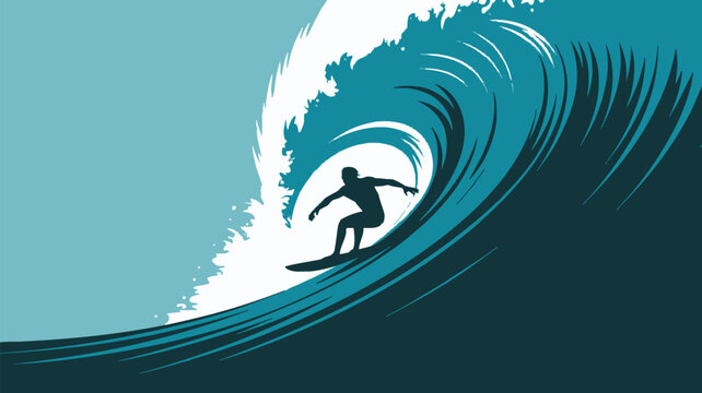 Dynamic surfer carves a massive turquoise wave, embodying freedom and adventure in a thrilling ocean sport