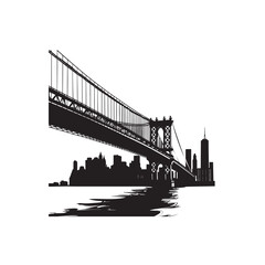 cityscape with bridge silhouette vector illustration 