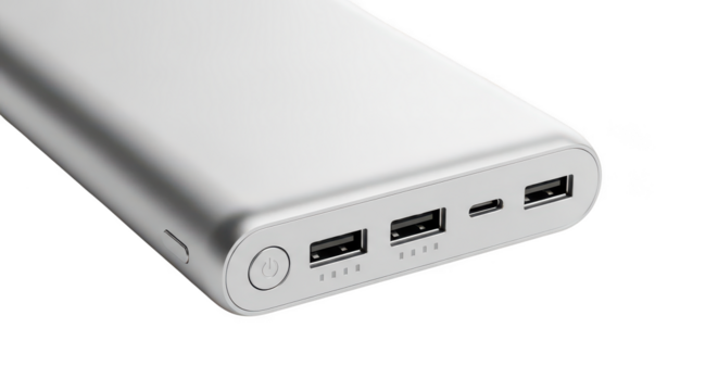 Sleek White Power Bank For Charging Devices On Black Background