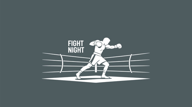 Exciting fight night boxing match illustration, perfect for sports promotions and event posters, capturing the intensity of the ring