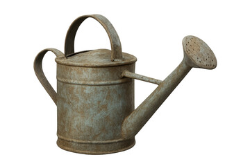 Vintage rusty metal watering can for gardening