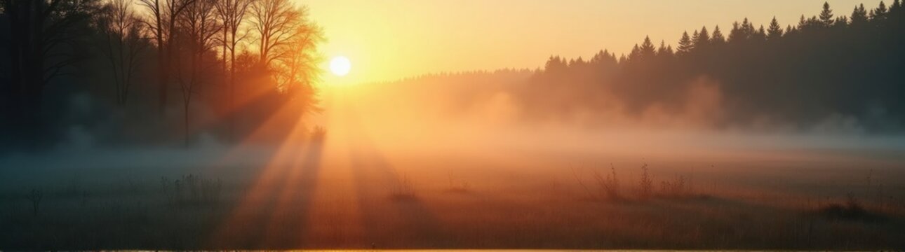 View sun shining through the fog
