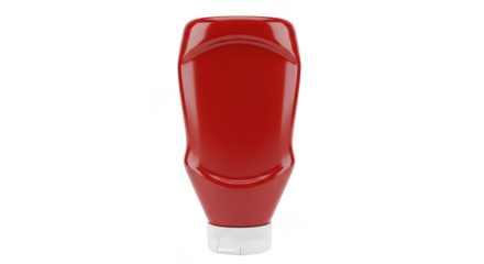 Red Ketchup Squeeze Bottle On Black Background