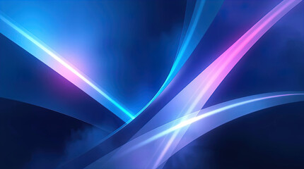 Naklejka premium An abstract image with a futuristic composition featuring geometric shapes and dynamic lighting in cool shades of blue, violet, light blue and gold.