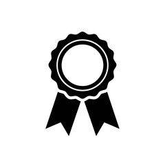 "Minimal Award Ribbon Icon &ndash; Flat Black Vector of Achievement Badge for Certification and Recognition"

