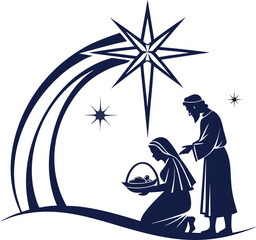 nativity scene with mary joseph baby and radiant star in peaceful religious composition