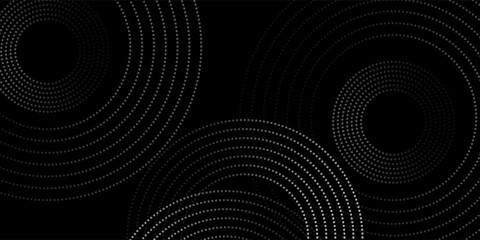 Halftone circular dotted frames set. Circle dots texture isolated on white background. Spotted spray texture. Vector abstract design element spiral circle sound wave vector logo modern