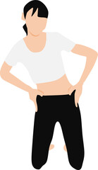 Fototapeta premium Ilustracja przedstawiająca kobietę na diecie (rozciąganie) 