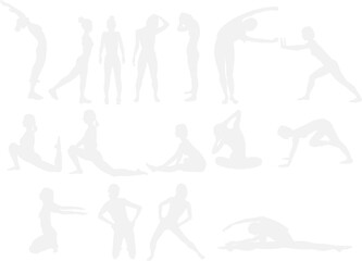 ダイエットする女性のイラスト(ストレッチ)	